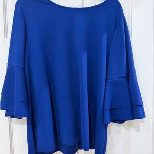 Lane Bryant Blue Layered Ruffle Sleeve Blouse